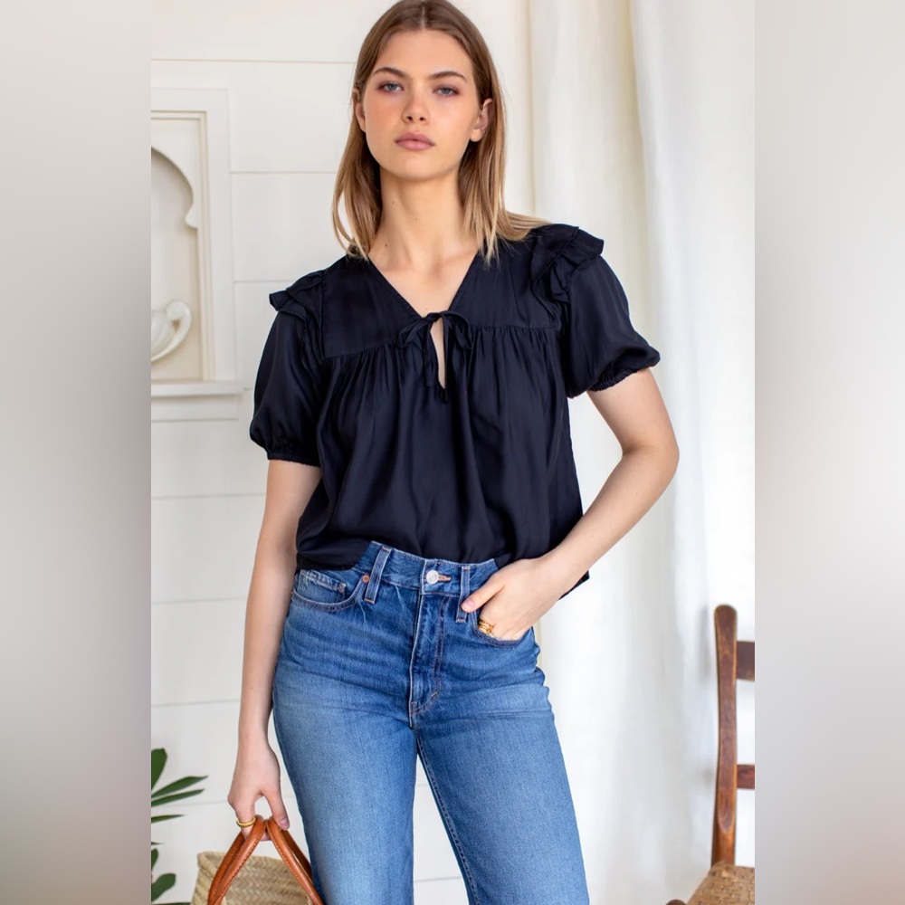 EMERSON FRY FRILL V ISLA TOP - JET BLACK